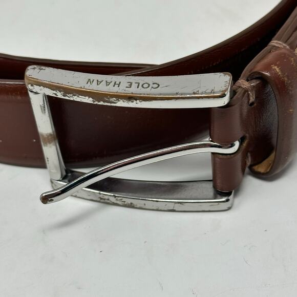 Cole Haan Leather Belt Cognac Brown - Picture 2 of 5